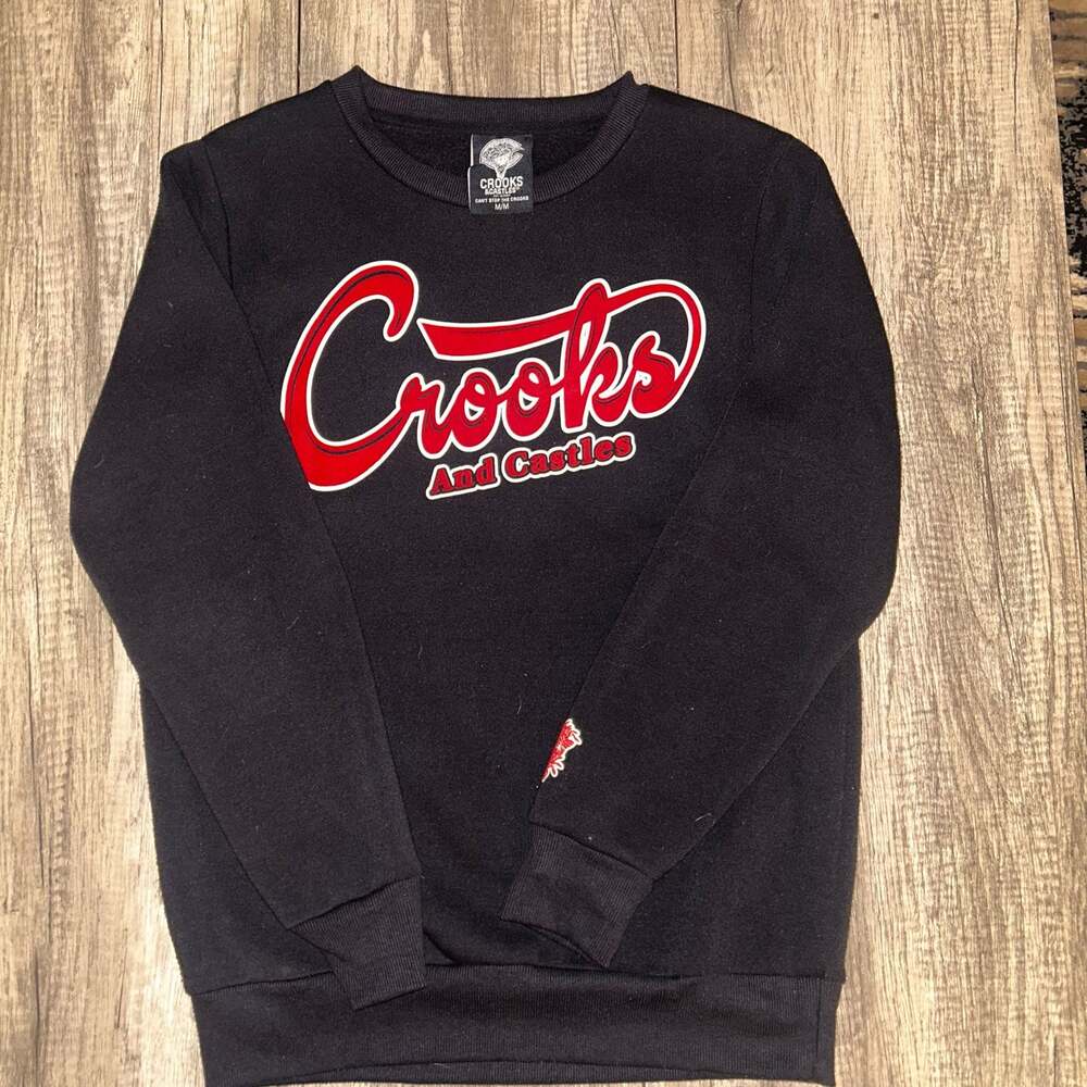 Crooks & Castles Logo Graphic Sweatshirt Black Size Medium. I8